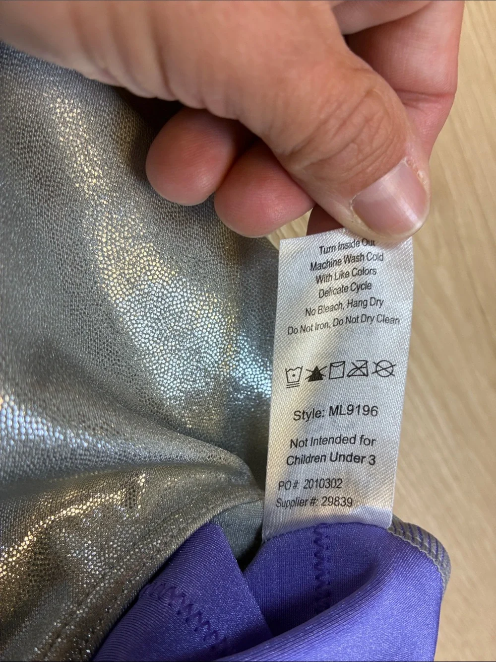 balera Silver Metallic Dancewear pink blue Purple Accents Sleeveless Leotard